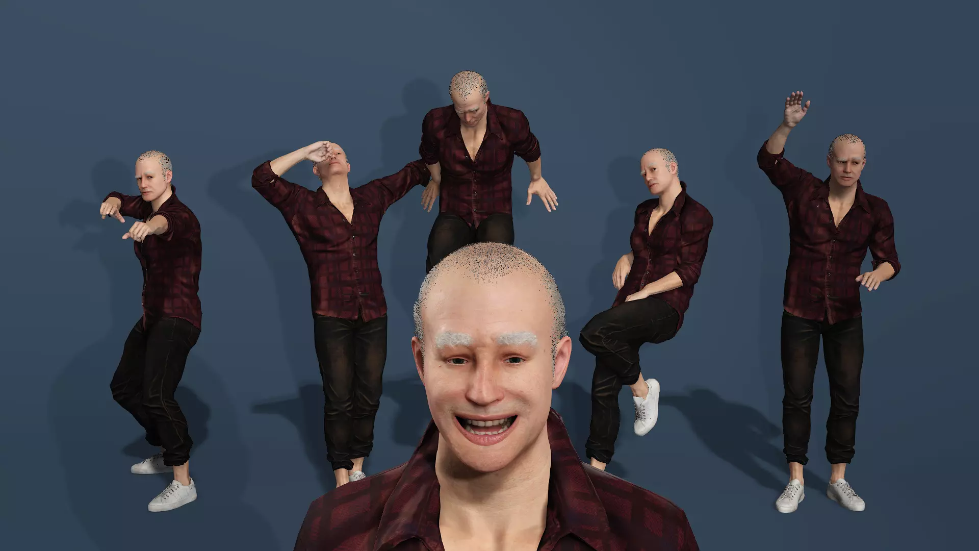 3D Rigged Man in Plaid Shirt Realistic Male Character 3D model