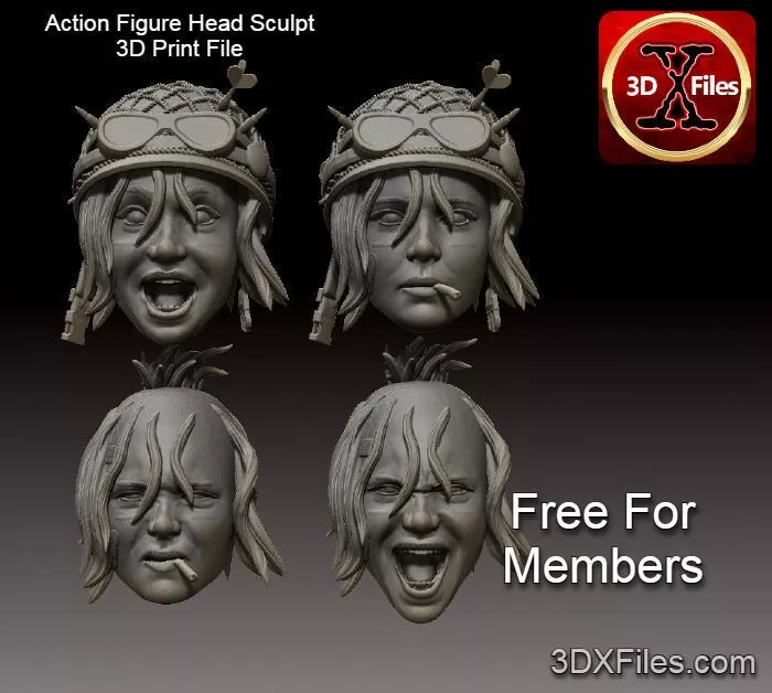 Tank Girl - Custom Action Figure Headsculpt - 3D Print File STL 3D print model