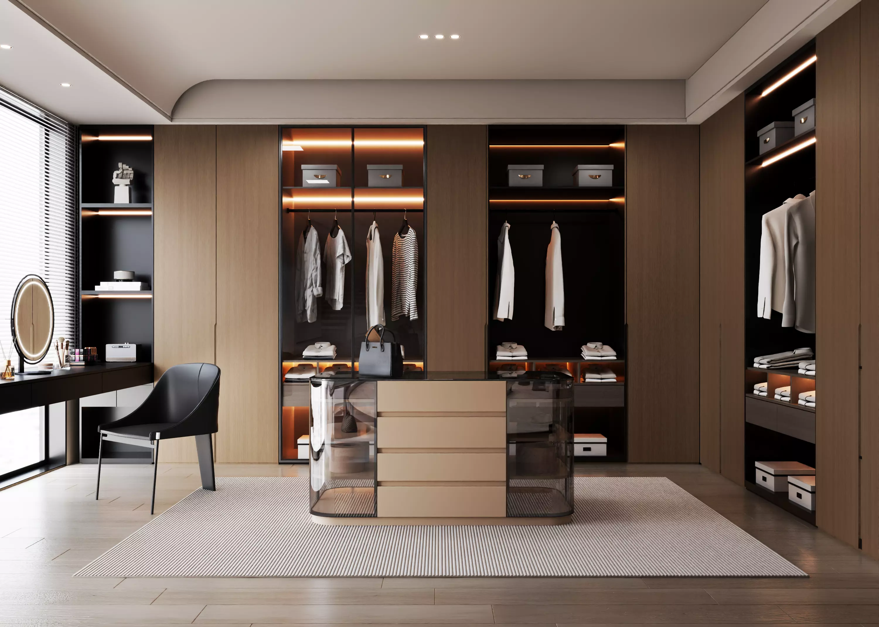 Modern bedroom dressing room - wardrobe combination014 3D model