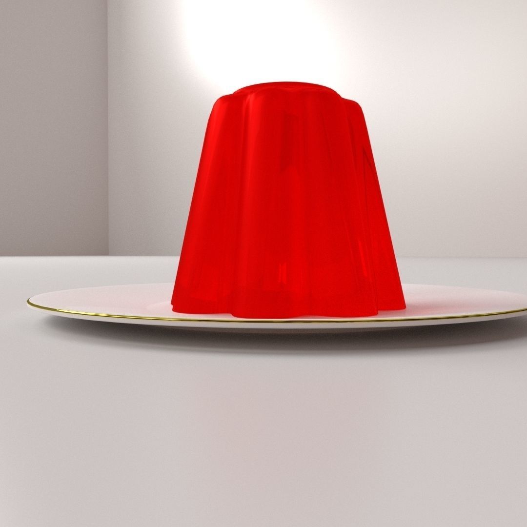 Jelly on plate 3D model_2