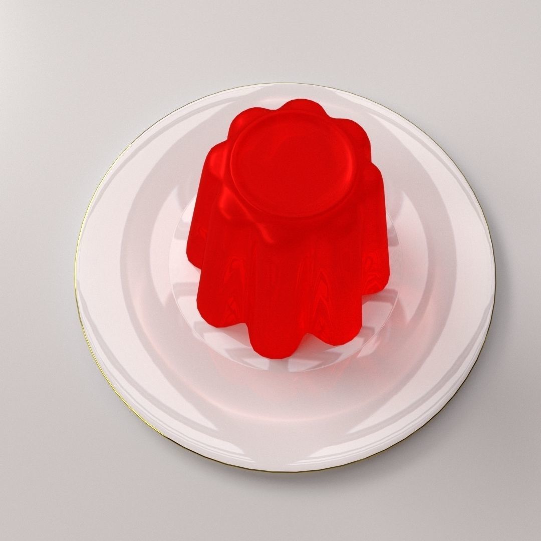 Jelly on plate 3D model_1