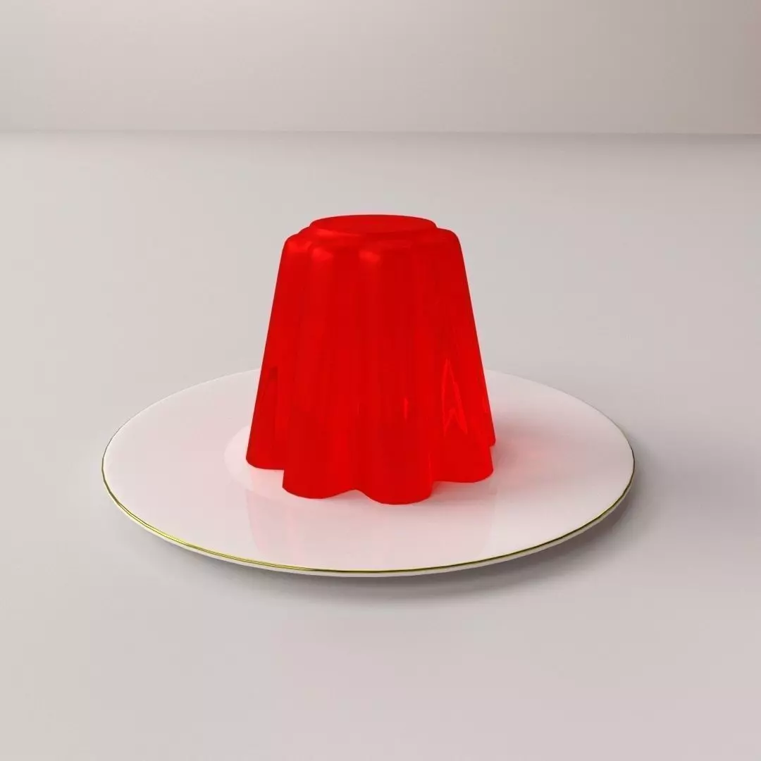 Jelly on plate 3D model_0