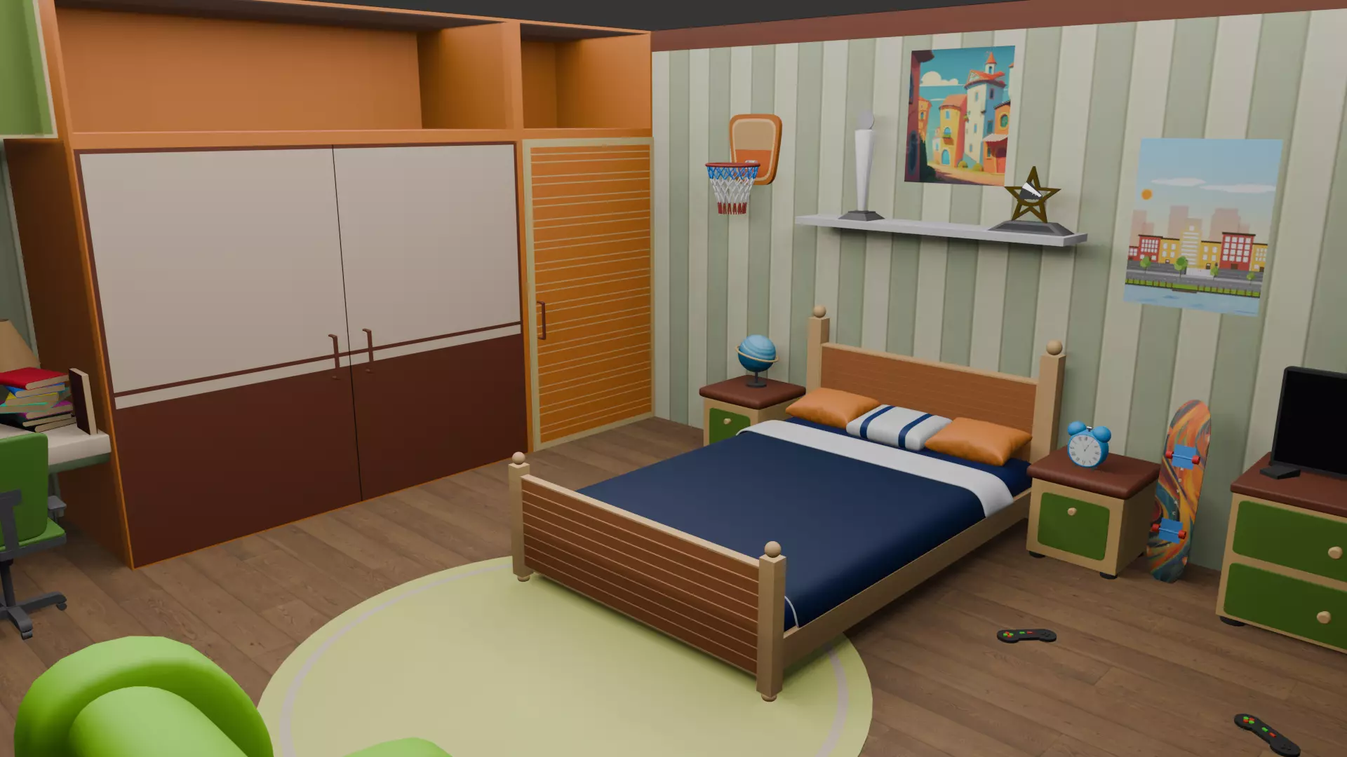 Detailed Children bedroom Interior Low-poly 3D model