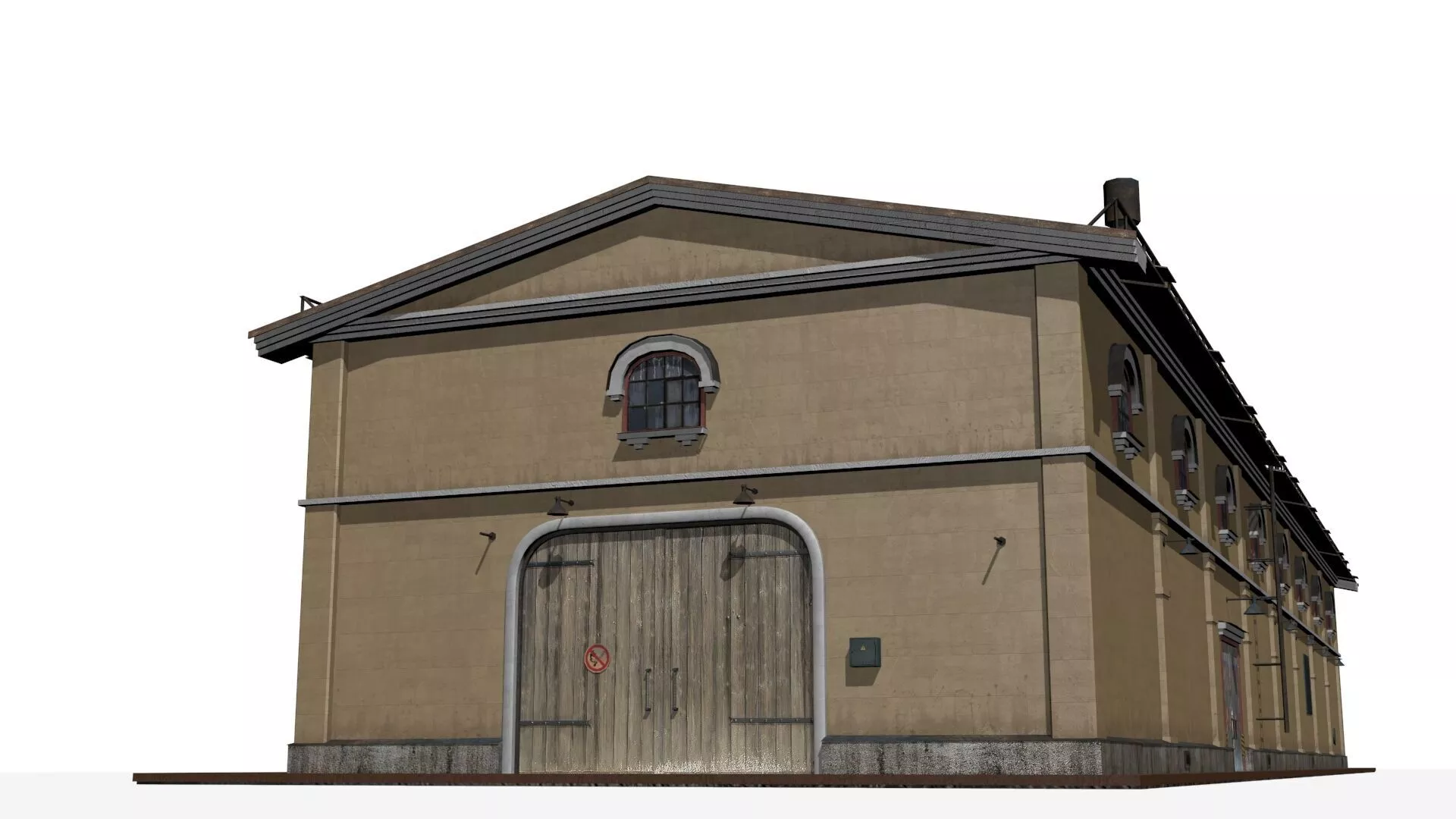 Old brick factory Low-poly 3D model