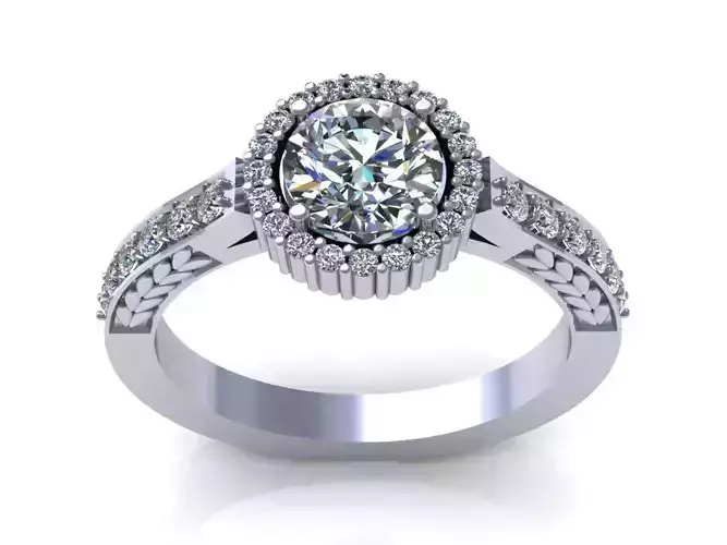 Halo Round Diamond Ring 3D print model