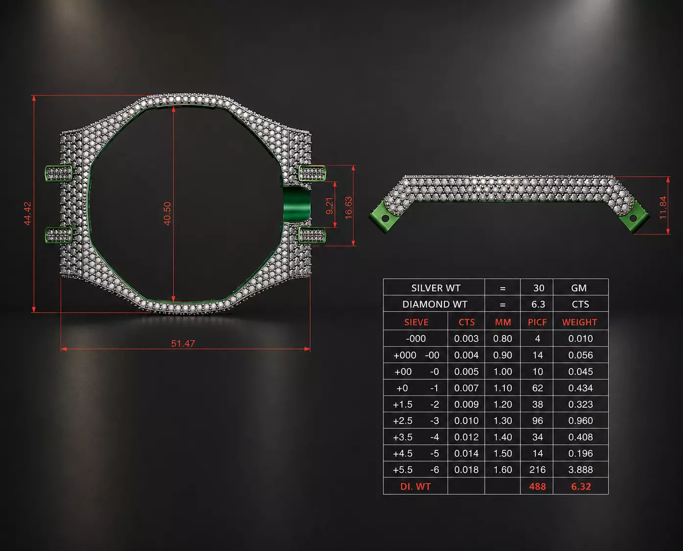 Diamond Bezel Octagonal Sports Watch 3D Collection NOW0031 3D print model