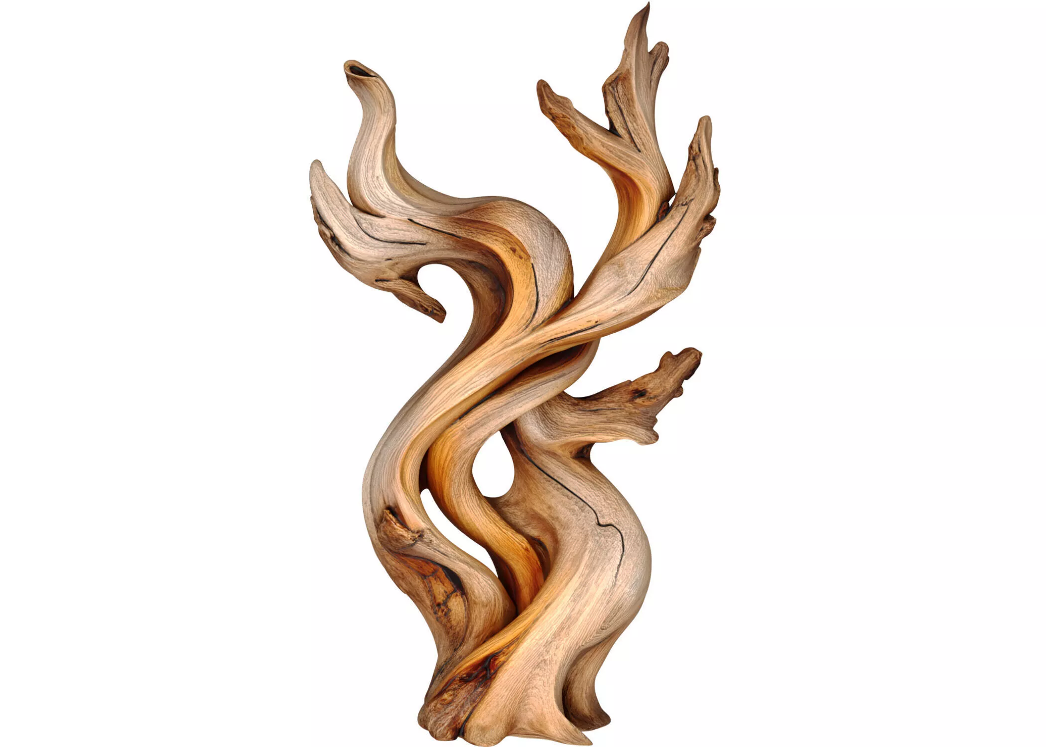 Decorative rustic sculpture made curved dry driftwood branches 3D model