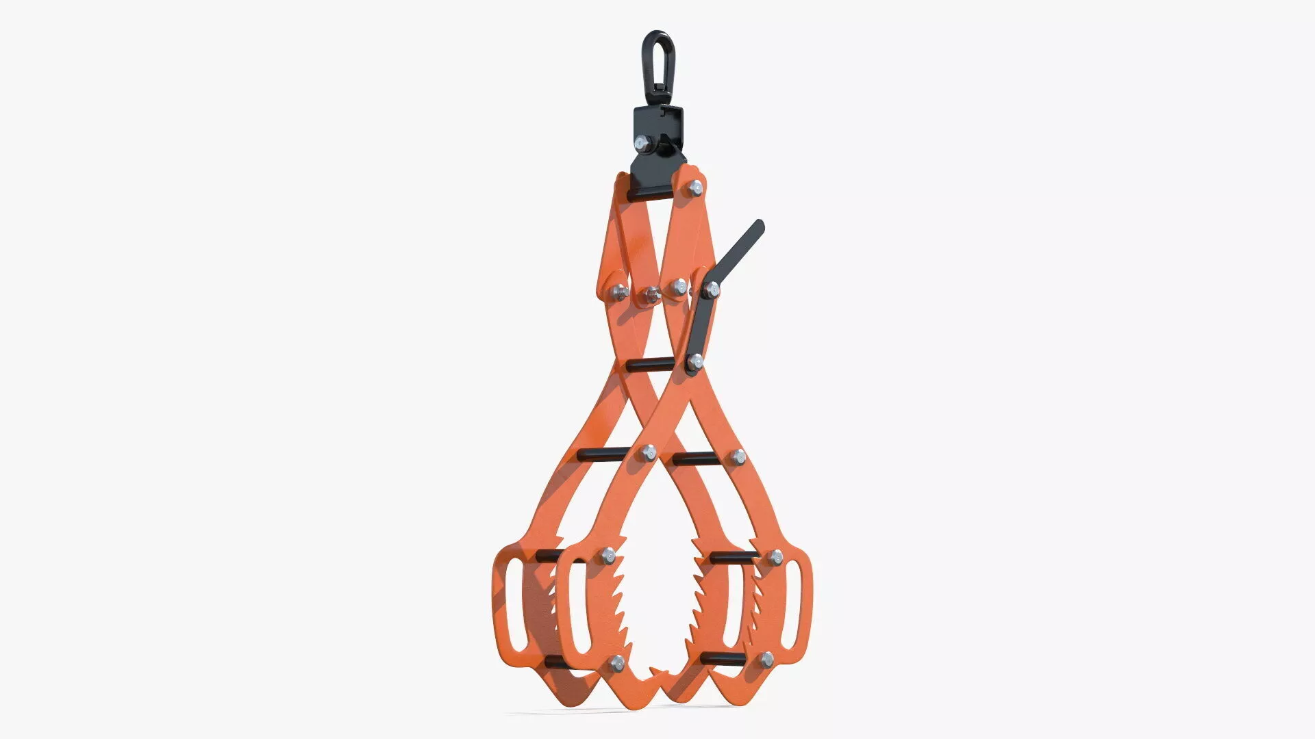 Timber Lifting Tongs Industrial Orange Rigged for Cinema 4D 3D model