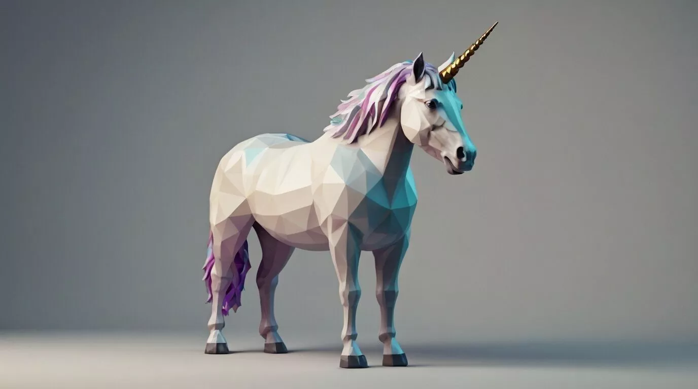 Low Poly Unicorn 3D Model - Geometric Fantasy Animal Asset 3D print model