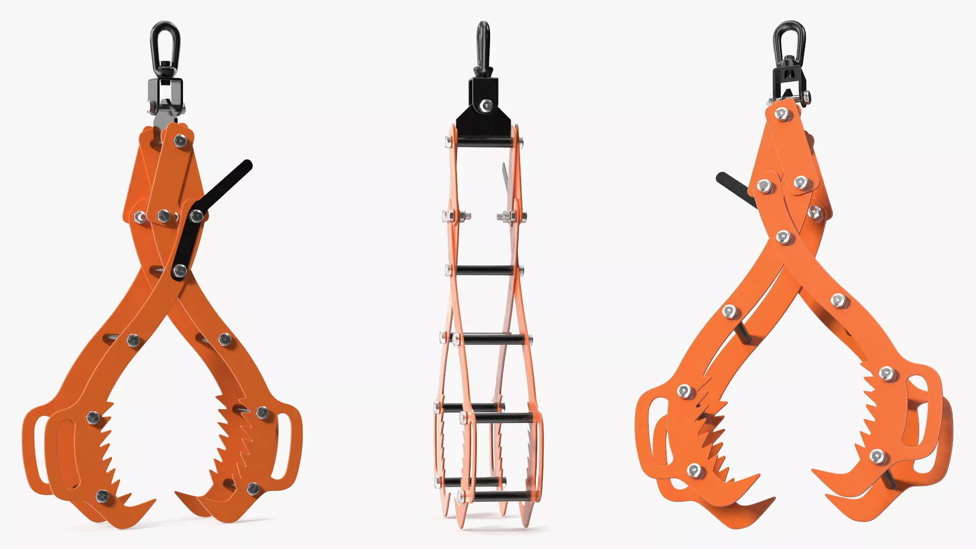 Timber Lifting Tongs Industrial Orange Rigged for Maya 3D model