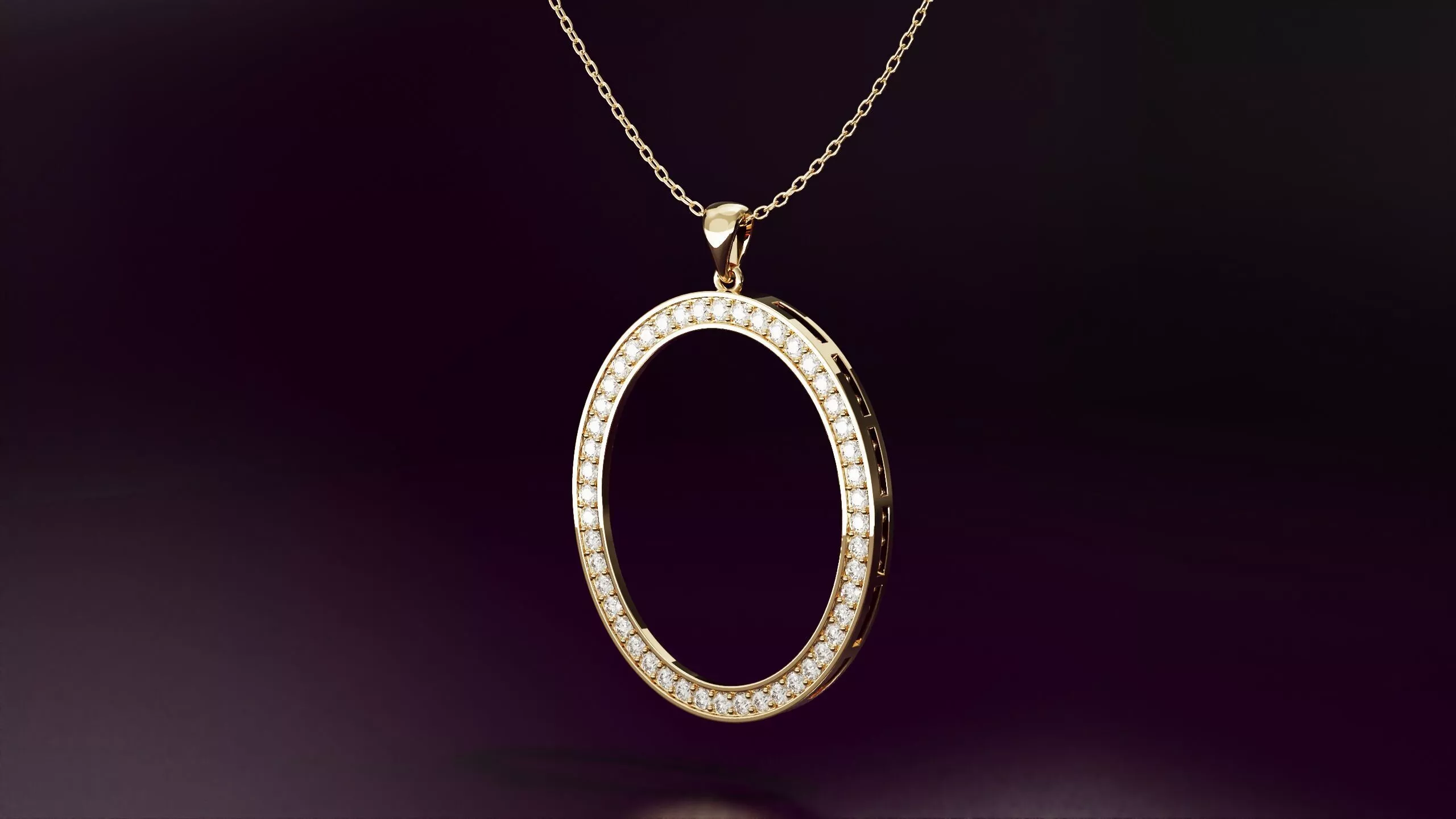 Ellipse pendant with round diamonds 30mm 3D print model