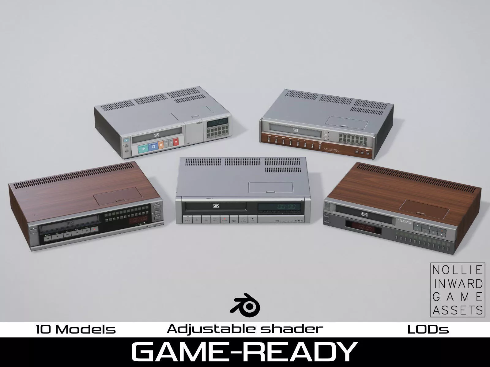 80s TVs Vol 6 Frontloader VCRs Game Ready PBR Low-poly 3D model