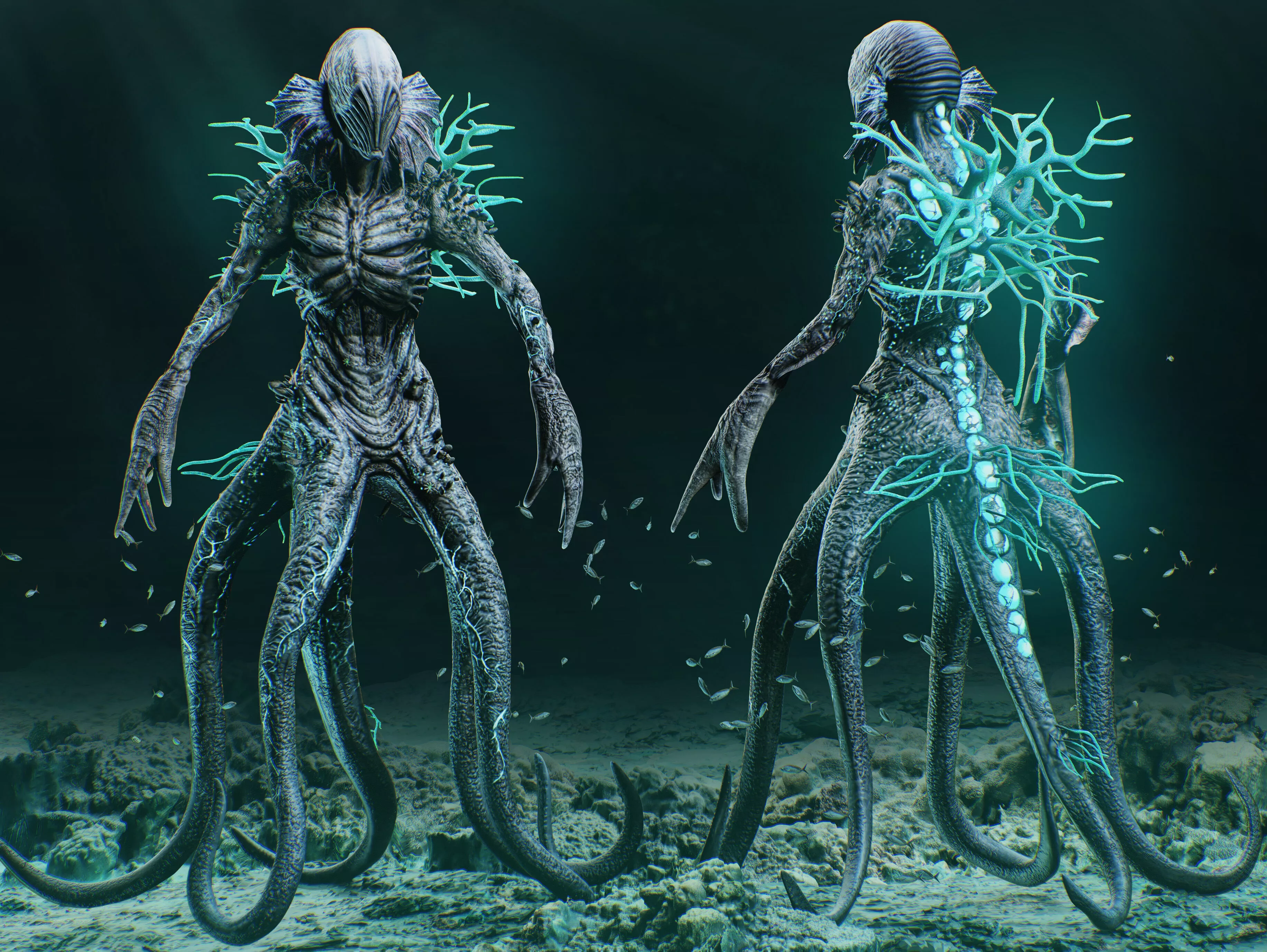 Abyssal Octopus Alien Low-poly 3D model