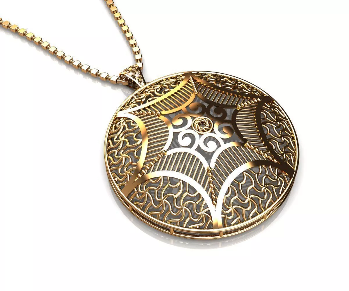 P024 Domed Circular 6-Pointed Star Filigree Pendant 2gm 3D print model