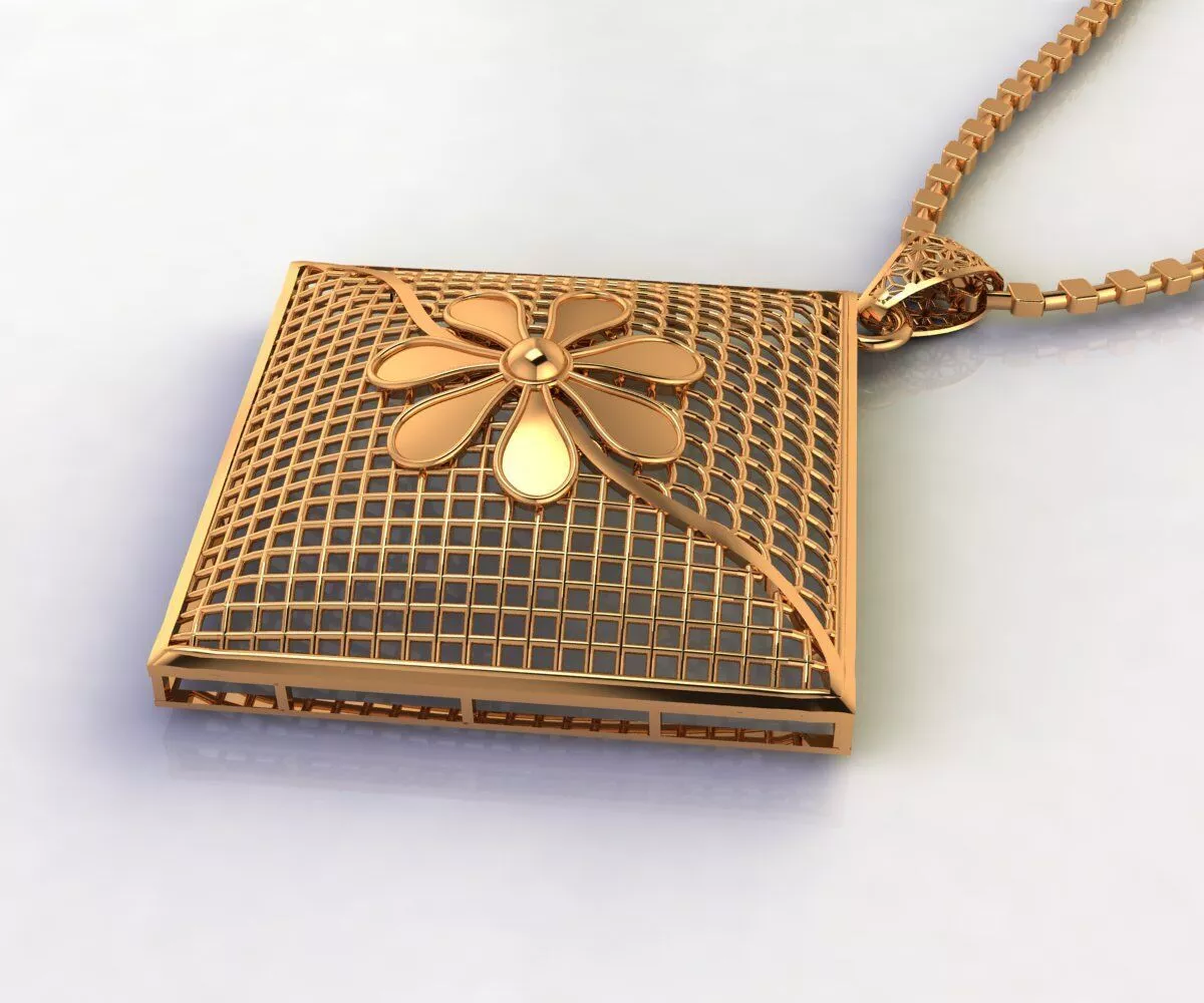 P029 Pyramidal Lattice Floral Medallion Pendant 2gm 3D print model