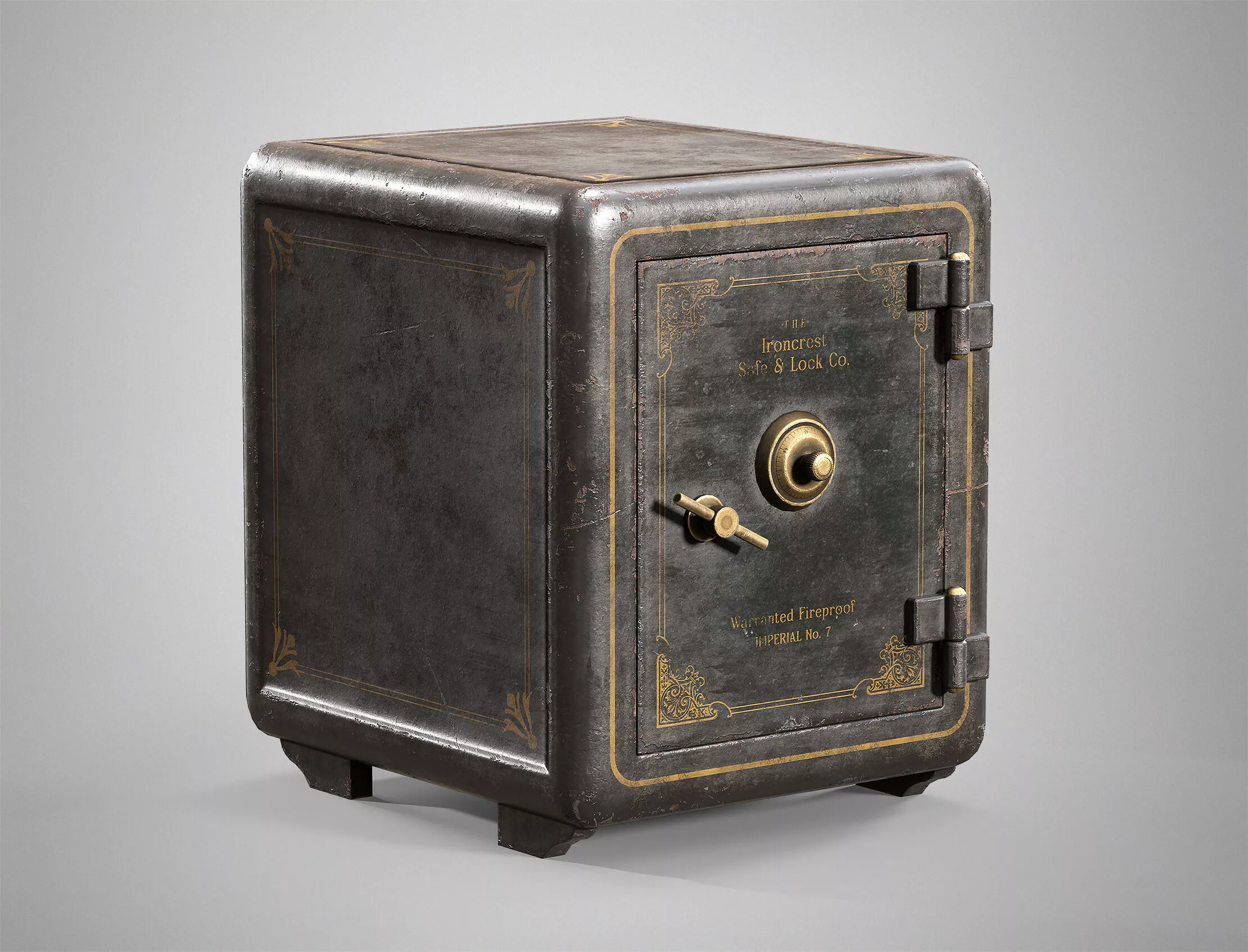 Antique Metal Safe - Vintage Victorian Safe - AAA Game Ready Low-poly 3D model