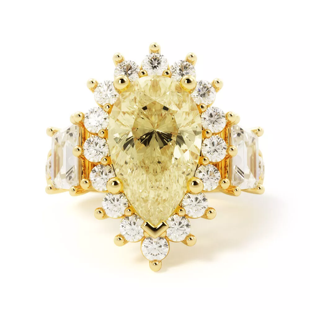 Vintage Pear Diamond Halo Ring 3DM 3D print model