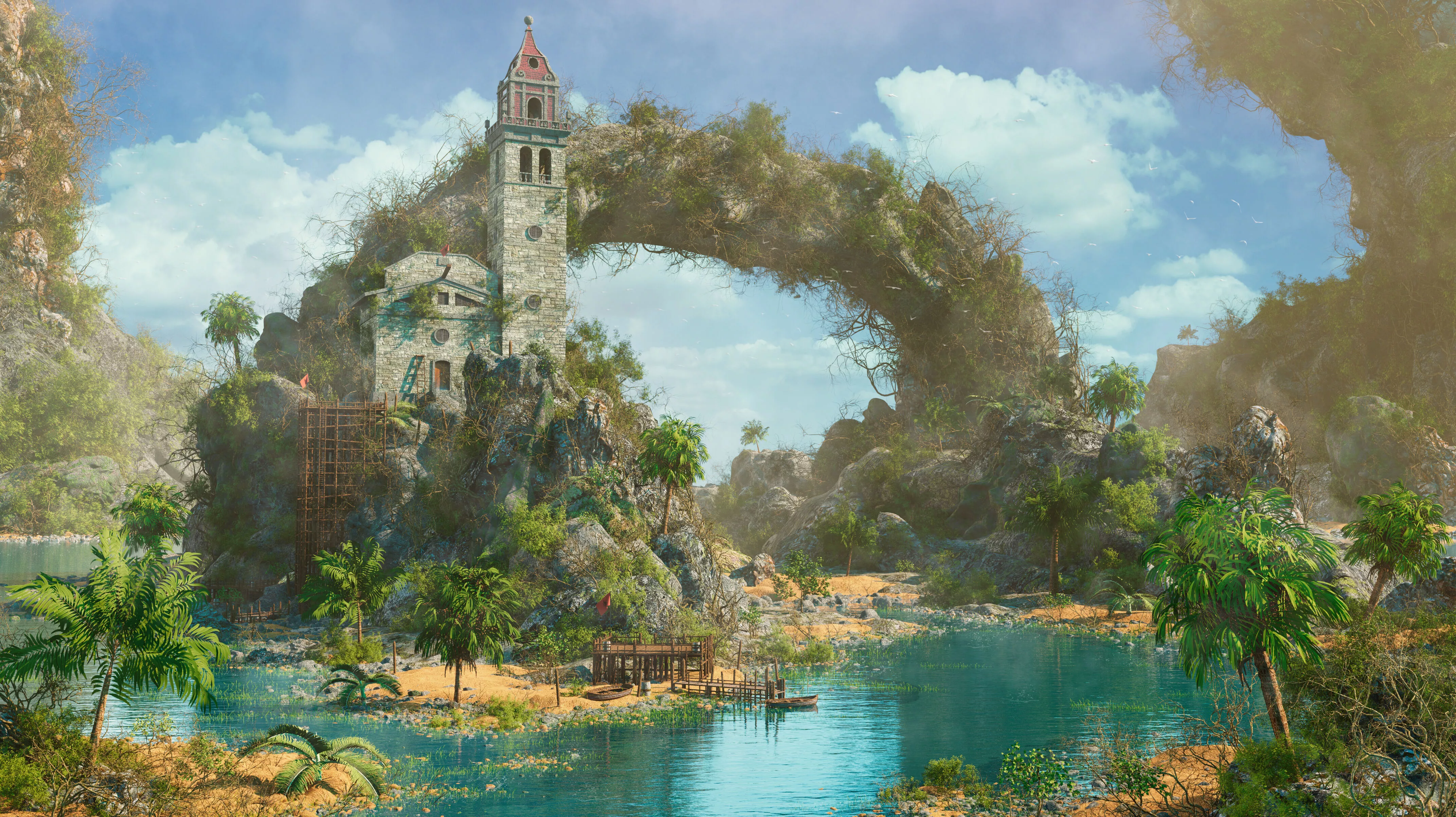 Fantasy TowerGuard Arch Island 3D model