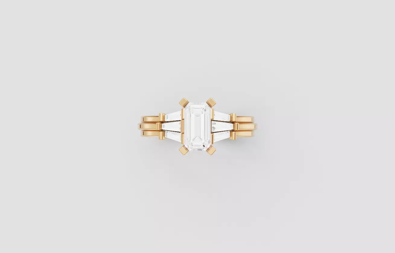 Emerald Cut Stacking Band Ring 3DM 3D print model