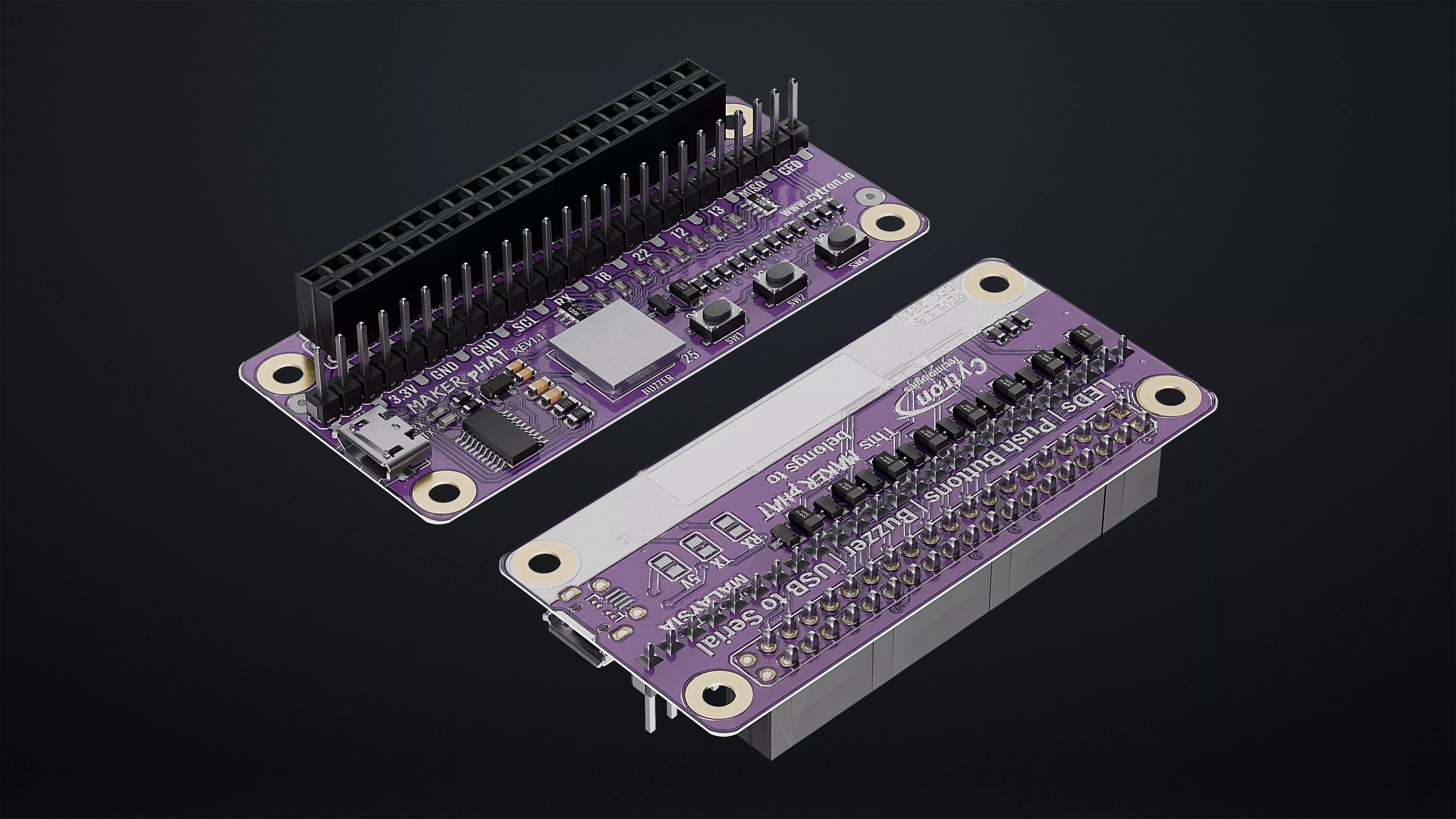 SparkFun Maker pHAT for Raspberry Pi GPIO Expansion Board 3D model