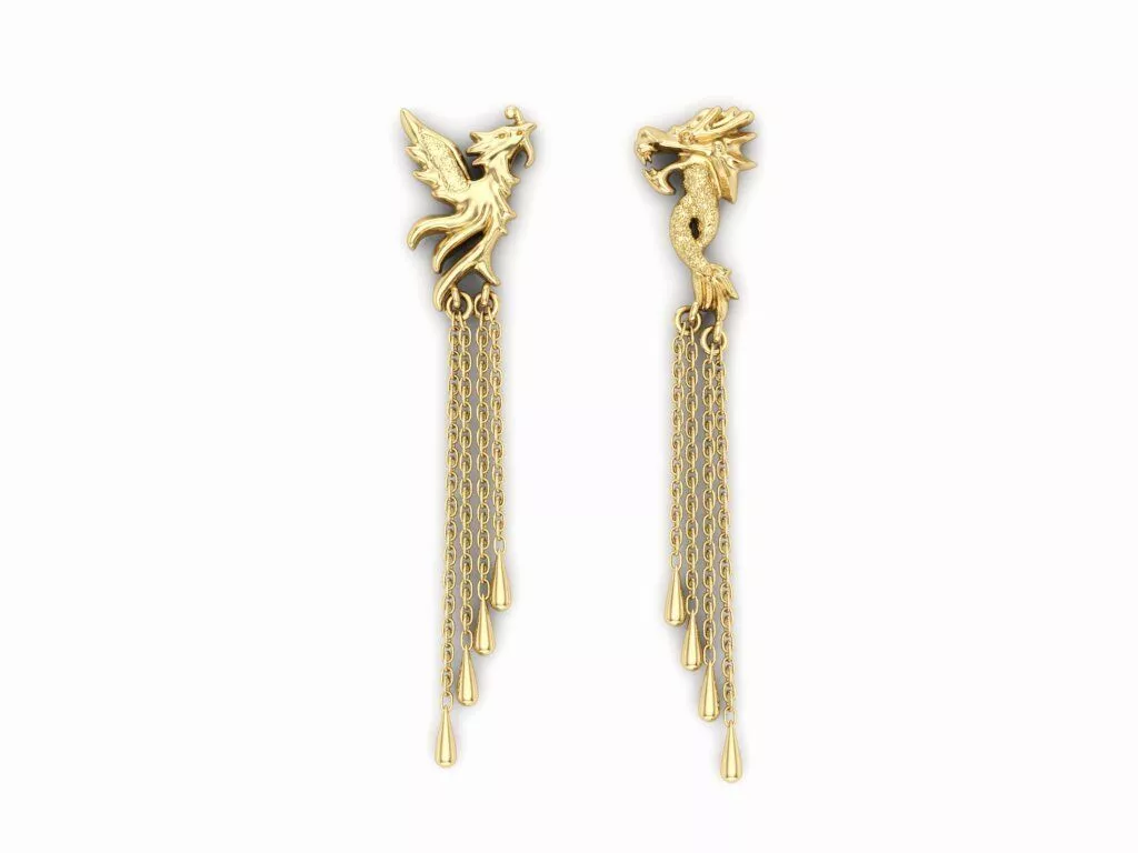 Dragon and Phoenix Earring and Bracelet 3DM 3D print model