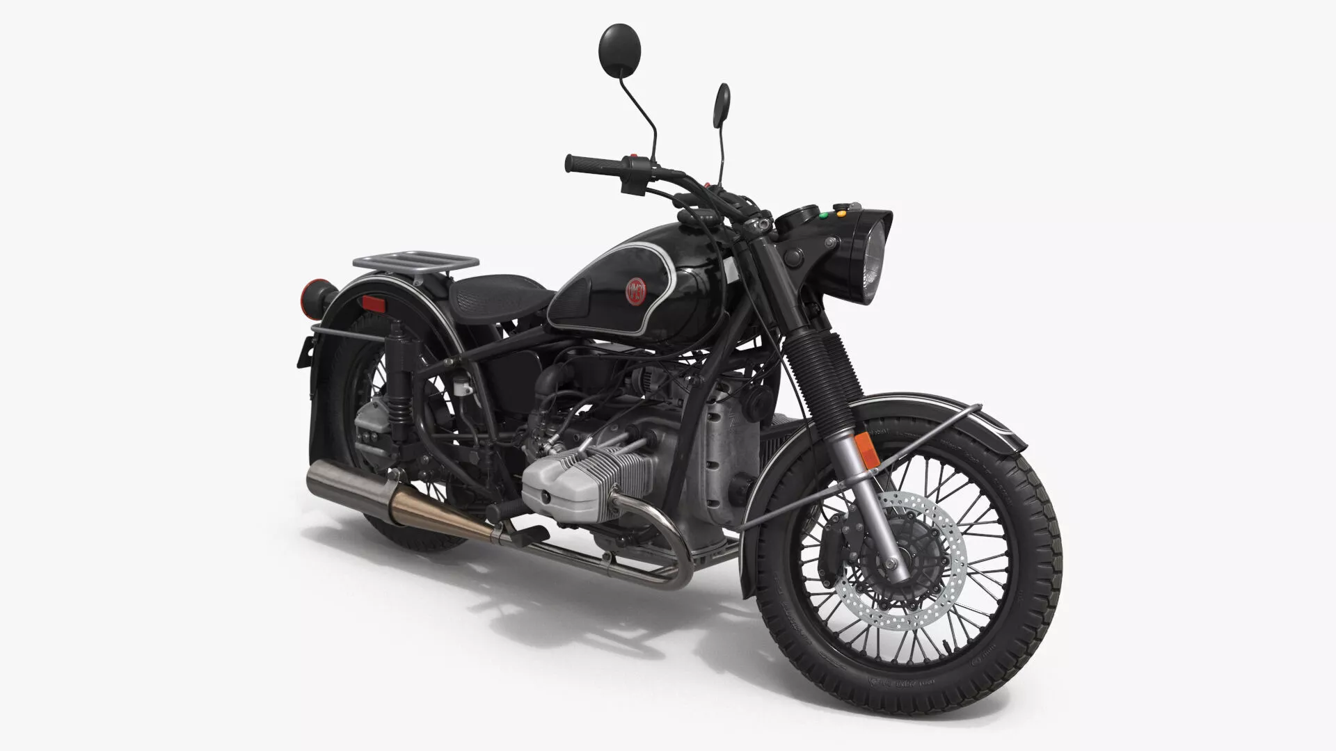 Motorcycle Ural M70 Black Rigged for Cinema 4D 3D model