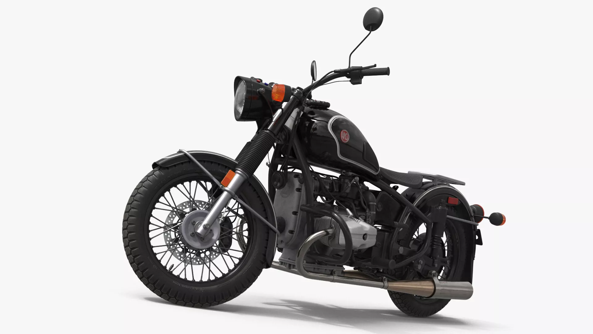Motorcycle Ural M70 Black Rigged for Maya 3D model