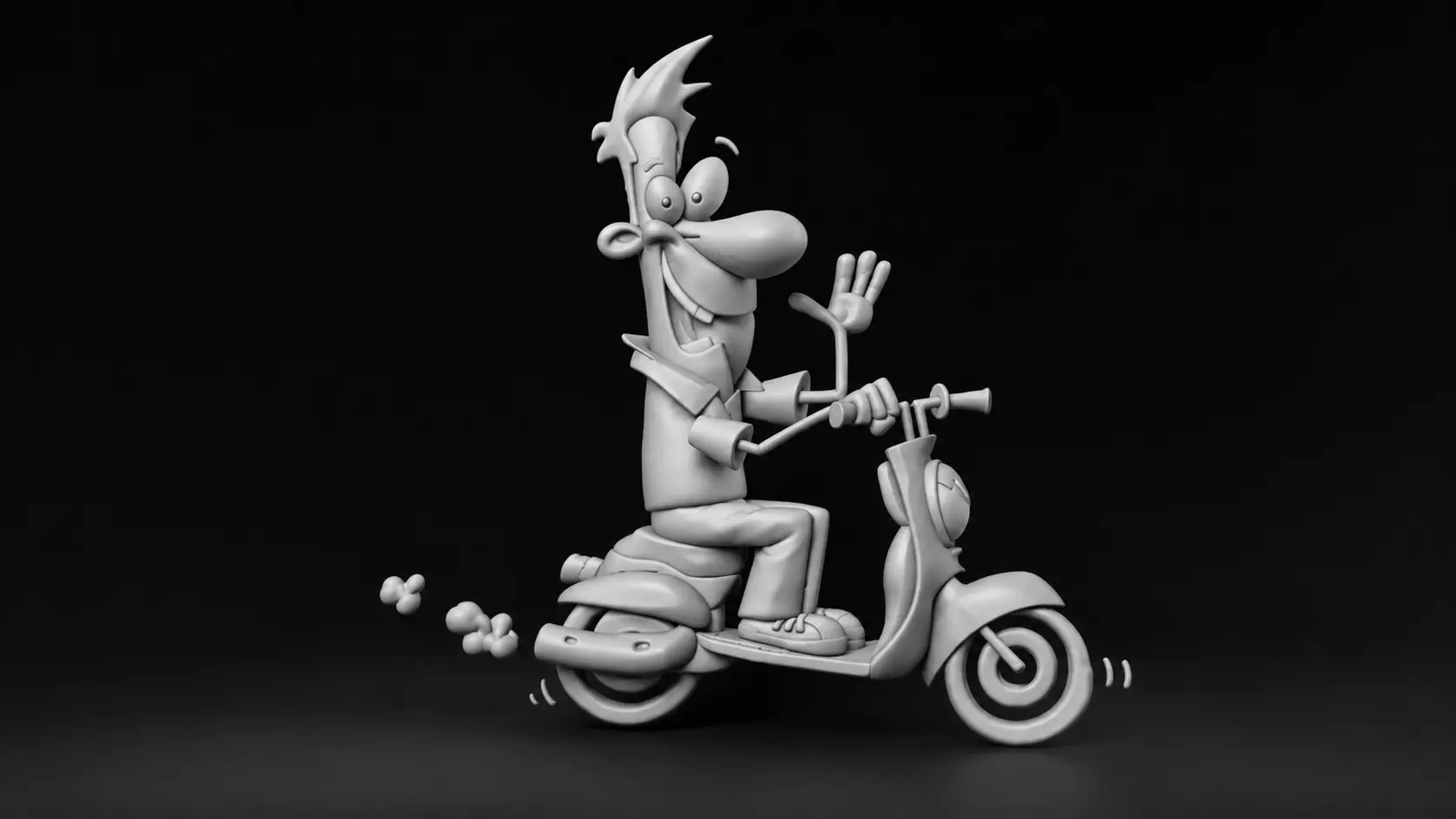 Stylized Scooter Rid High-Poly ZBrush Character Sculpt 3D print model