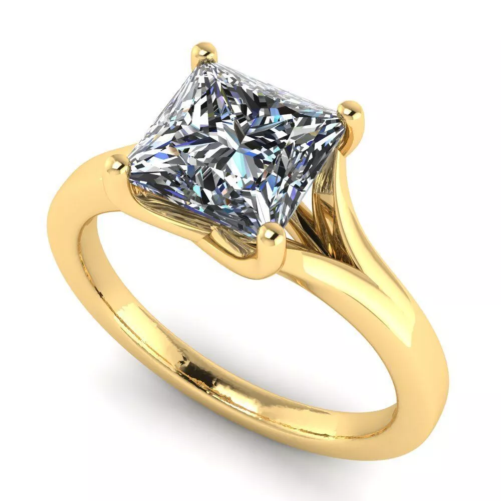 Princess Trellis Solitaire Engagement Ring 3D Model 3D print model