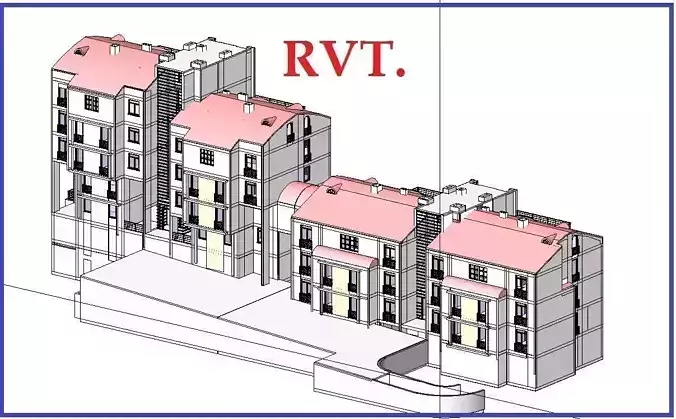 Twin House Apartment Design Revit 3D model