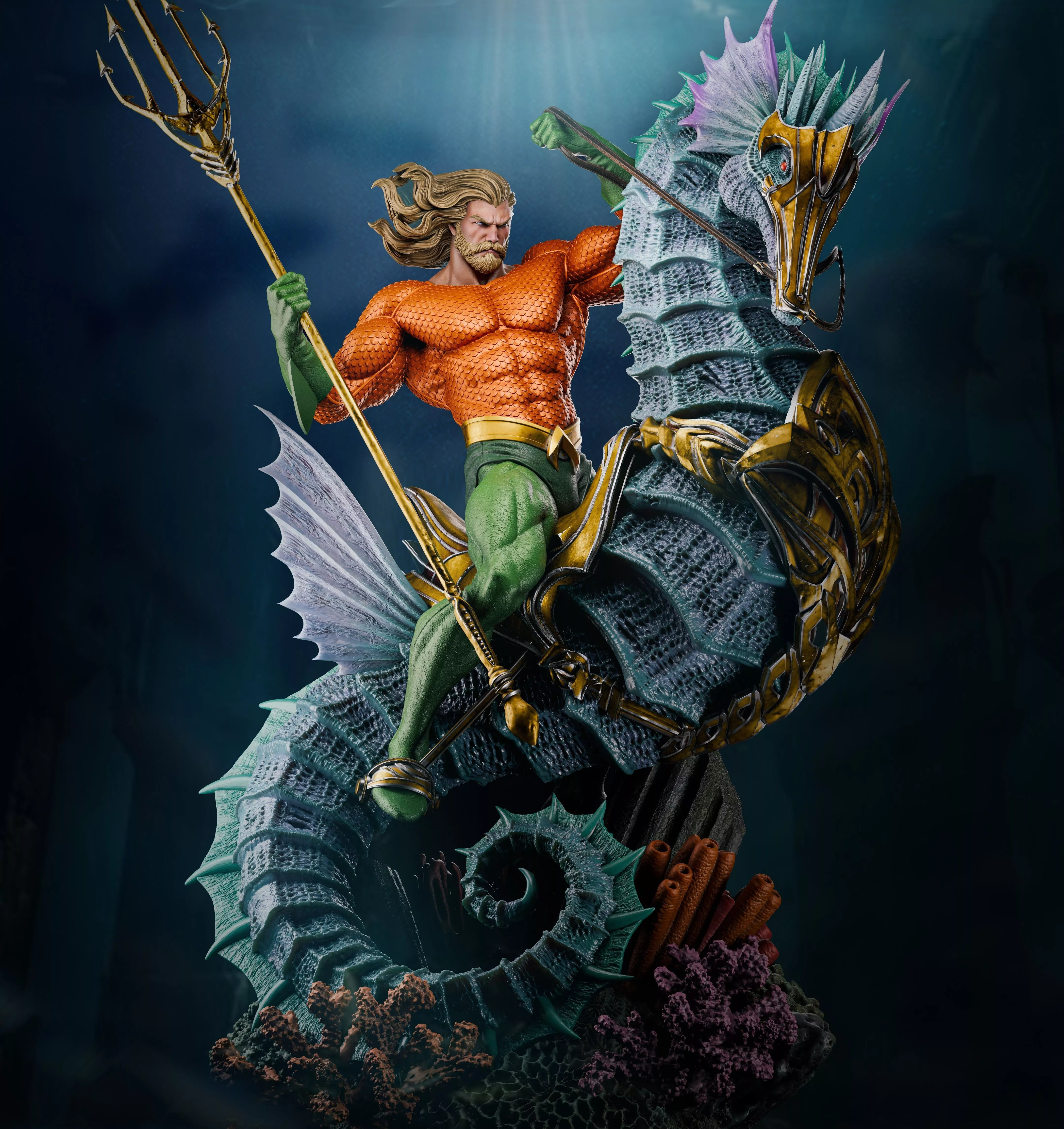 Aquaman Statue and Bust 3D Print Model STL 3D print model