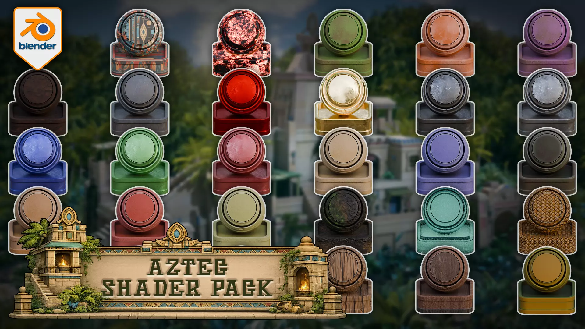 Aztec Shader Pack for Blender Cycles - 28 Stylized Materials Texture