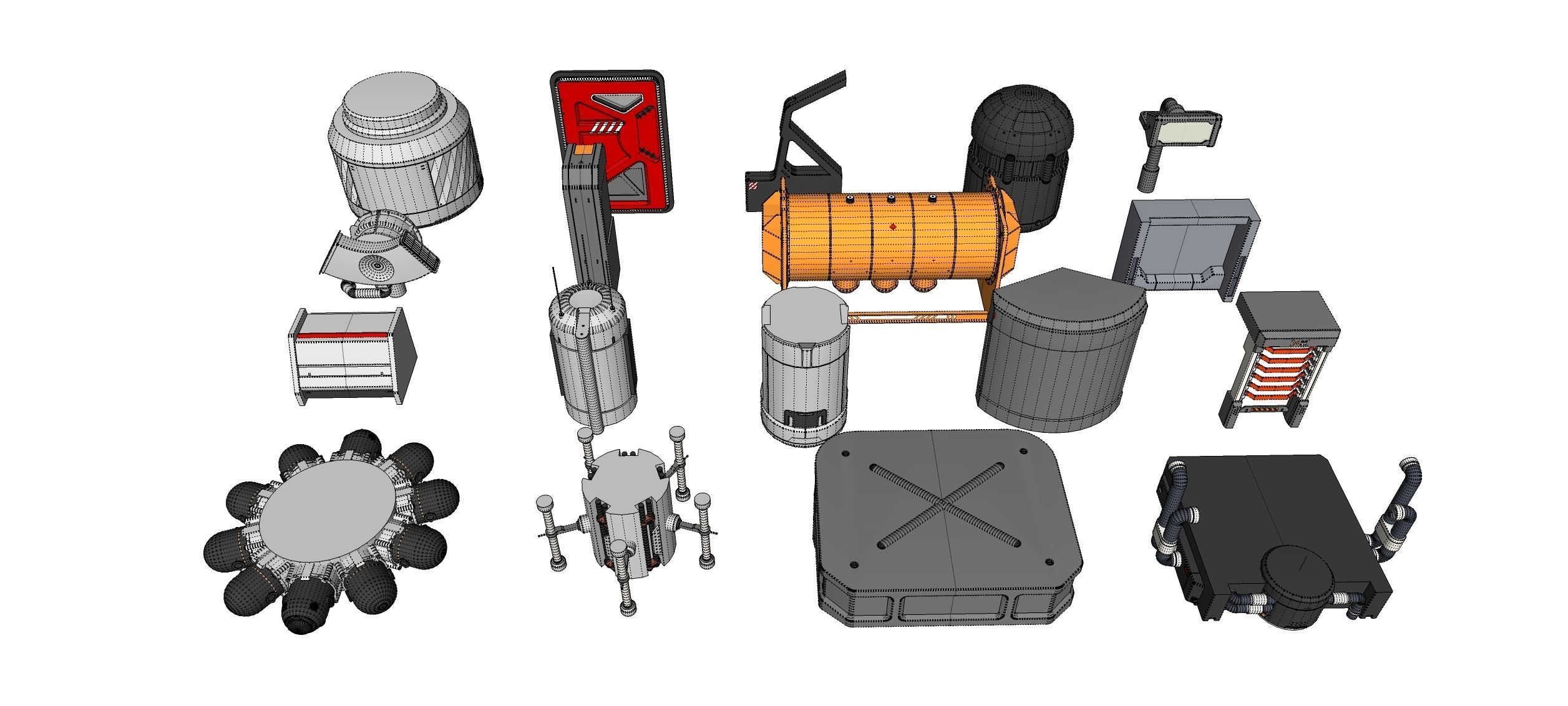 Sci-Fi architecture Elements collection 33 3D model_36