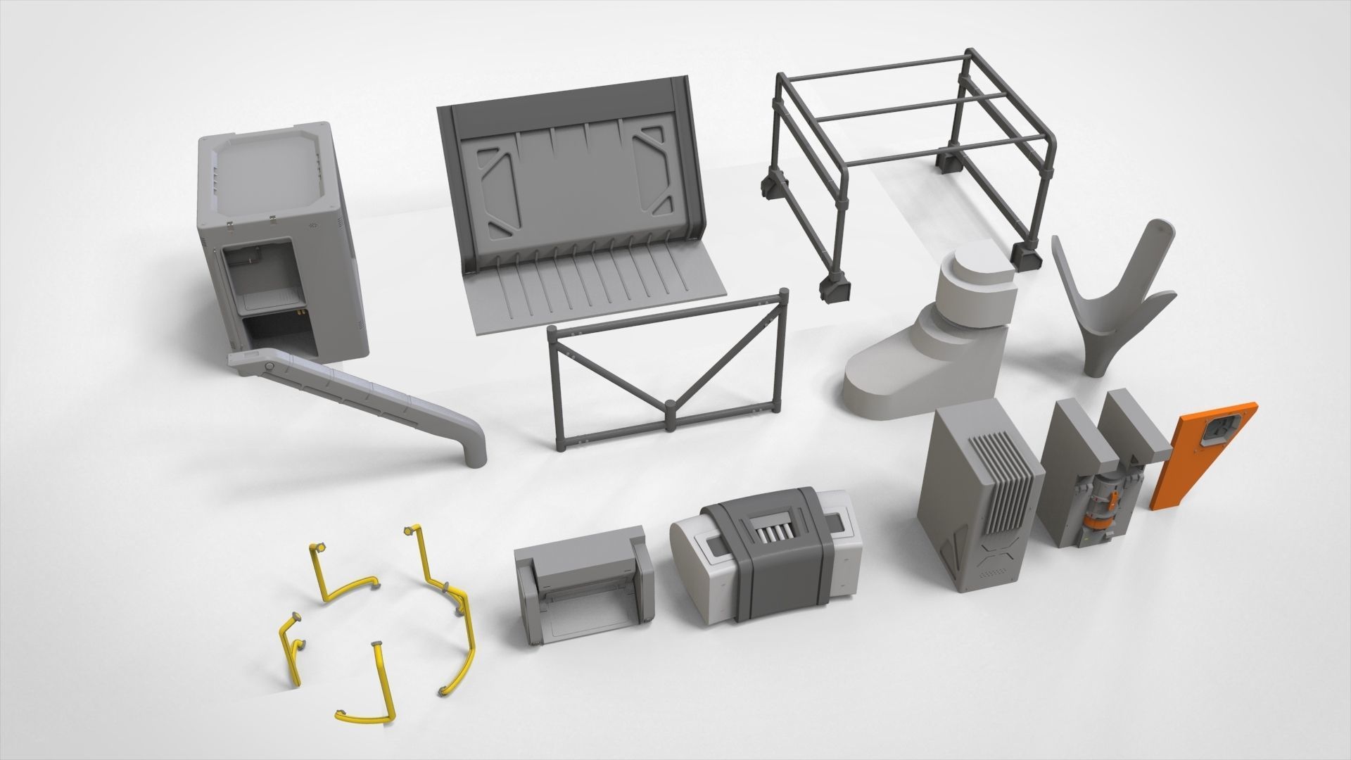 Sci-Fi architecture Elements collection 33 3D model_12