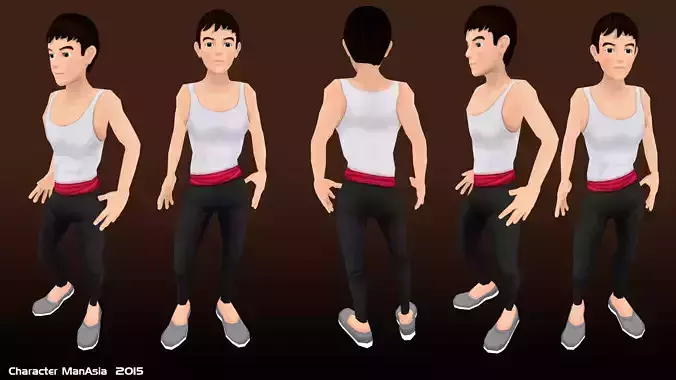 Relaxed Man Character Low-poly 3D model