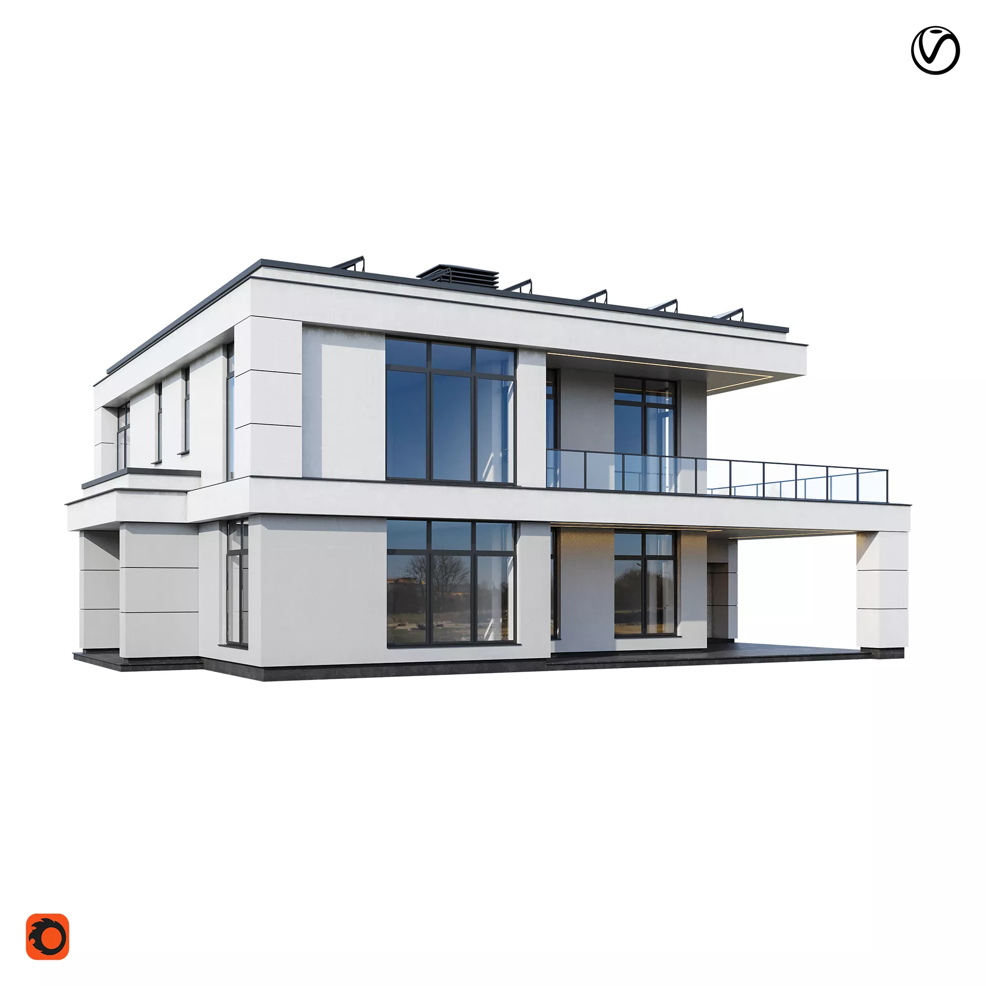 Modern house V172 with BLENDER file Free 3D model