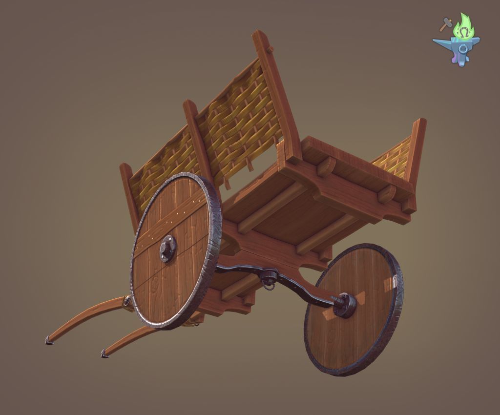 Medieval Carriage Low-poly 3D model_13