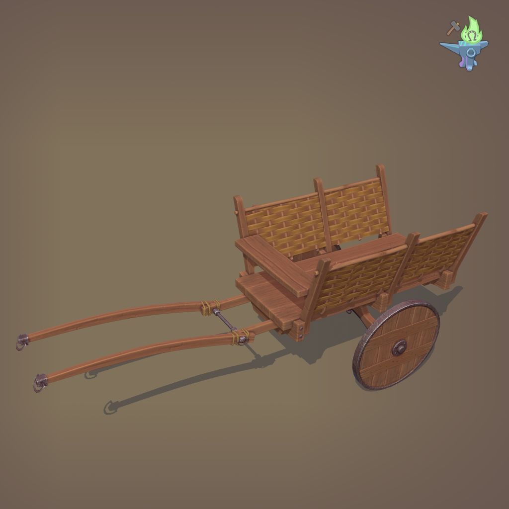 Medieval Carriage Low-poly 3D model_2