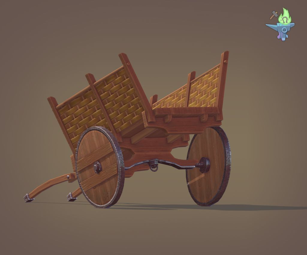 Medieval Carriage Low-poly 3D model_10