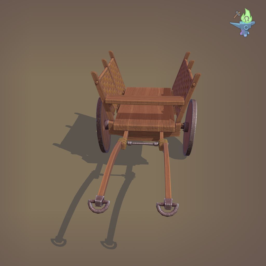 Medieval Carriage Low-poly 3D model_4