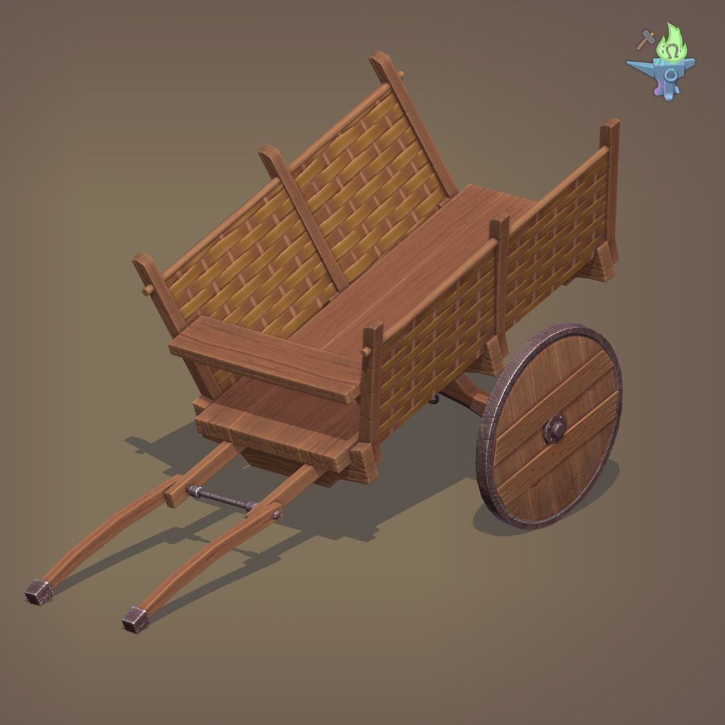 Medieval Carriage Low-poly 3D model_18