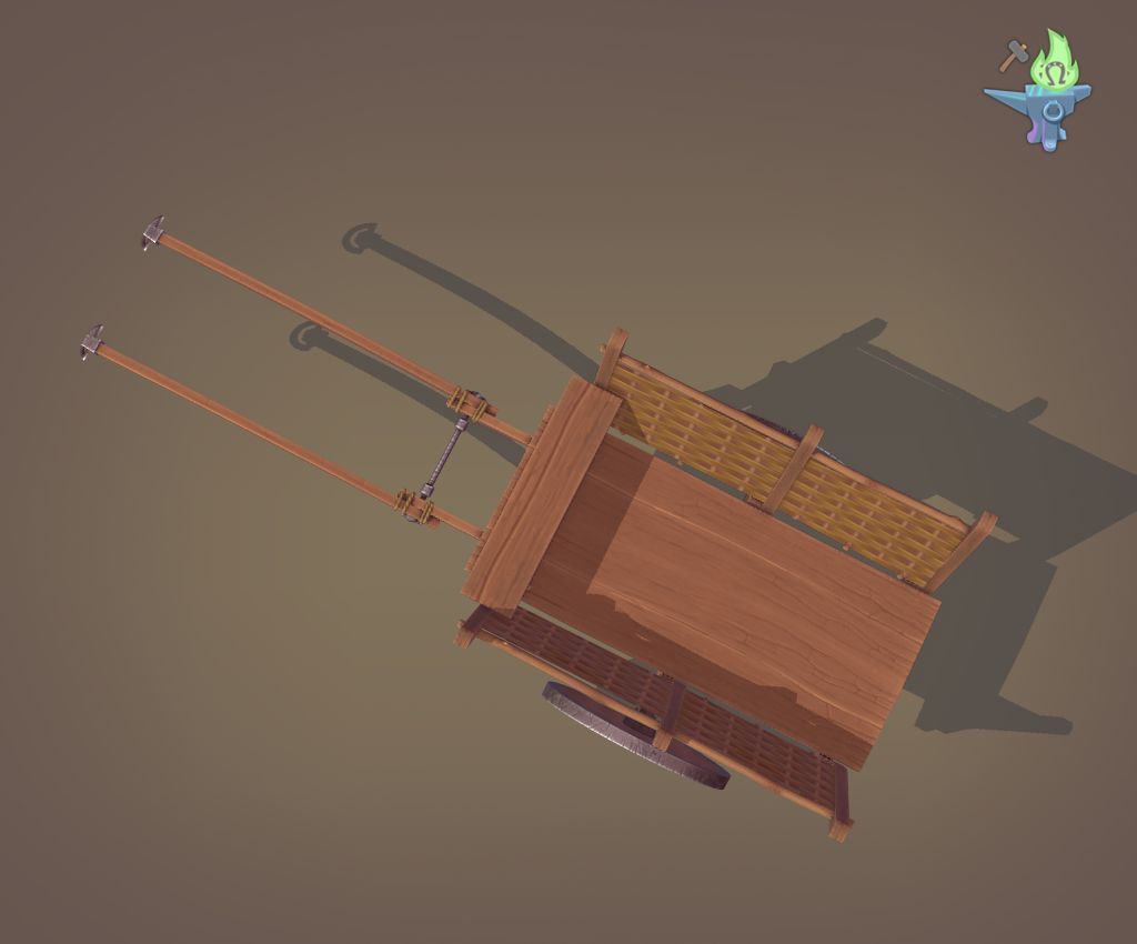 Medieval Carriage Low-poly 3D model_15