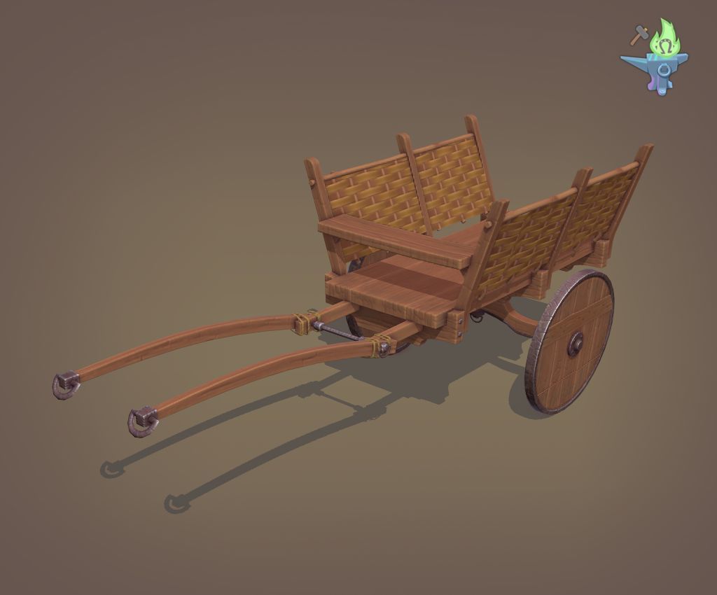 Medieval Carriage Low-poly 3D model_12