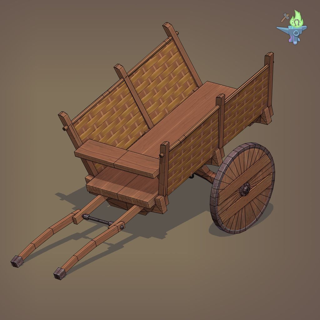 Medieval Carriage Low-poly 3D model_19