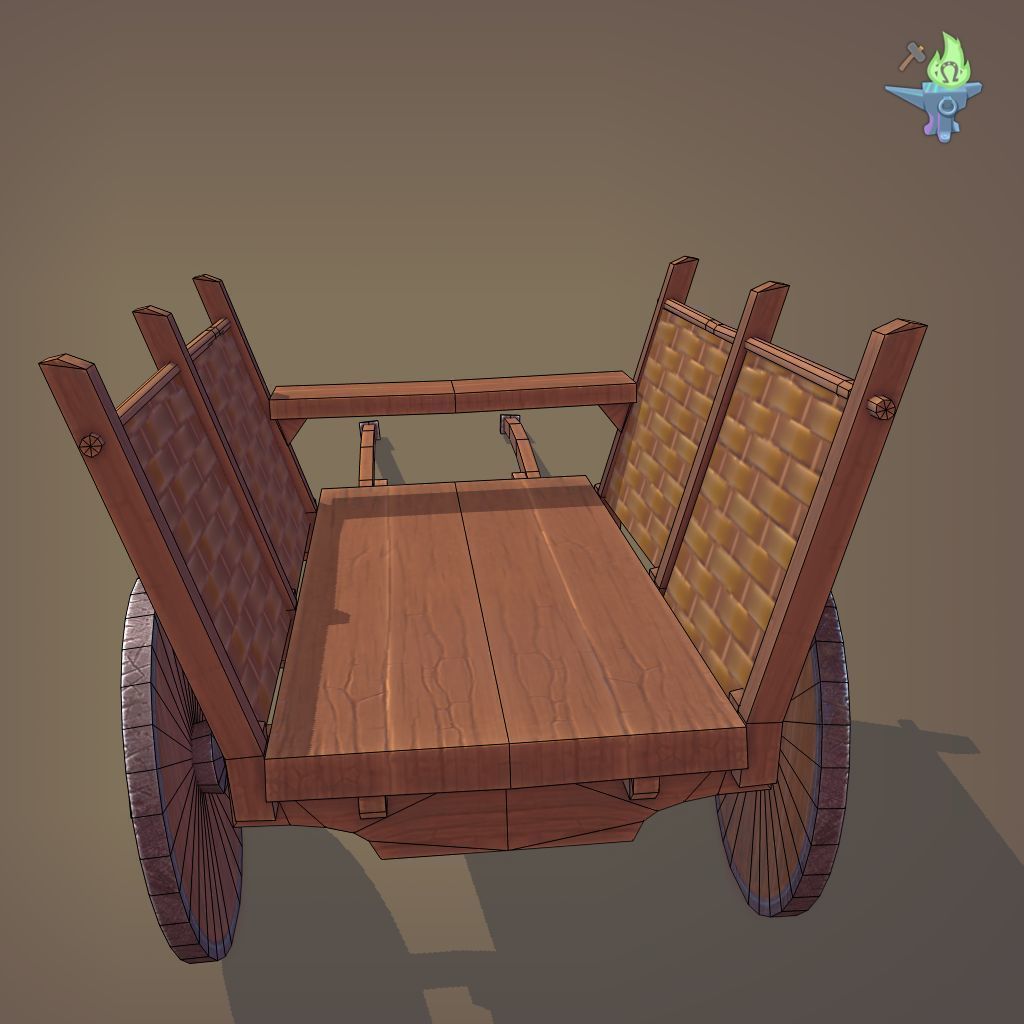 Medieval Carriage Low-poly 3D model_8