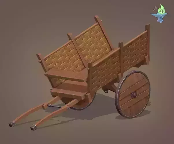 Medieval Carriage Low-poly 3D model