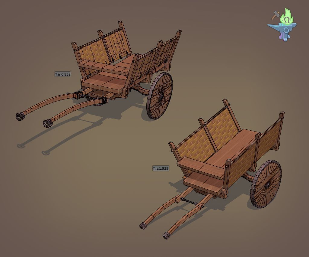 Medieval Carriage Low-poly 3D model_17