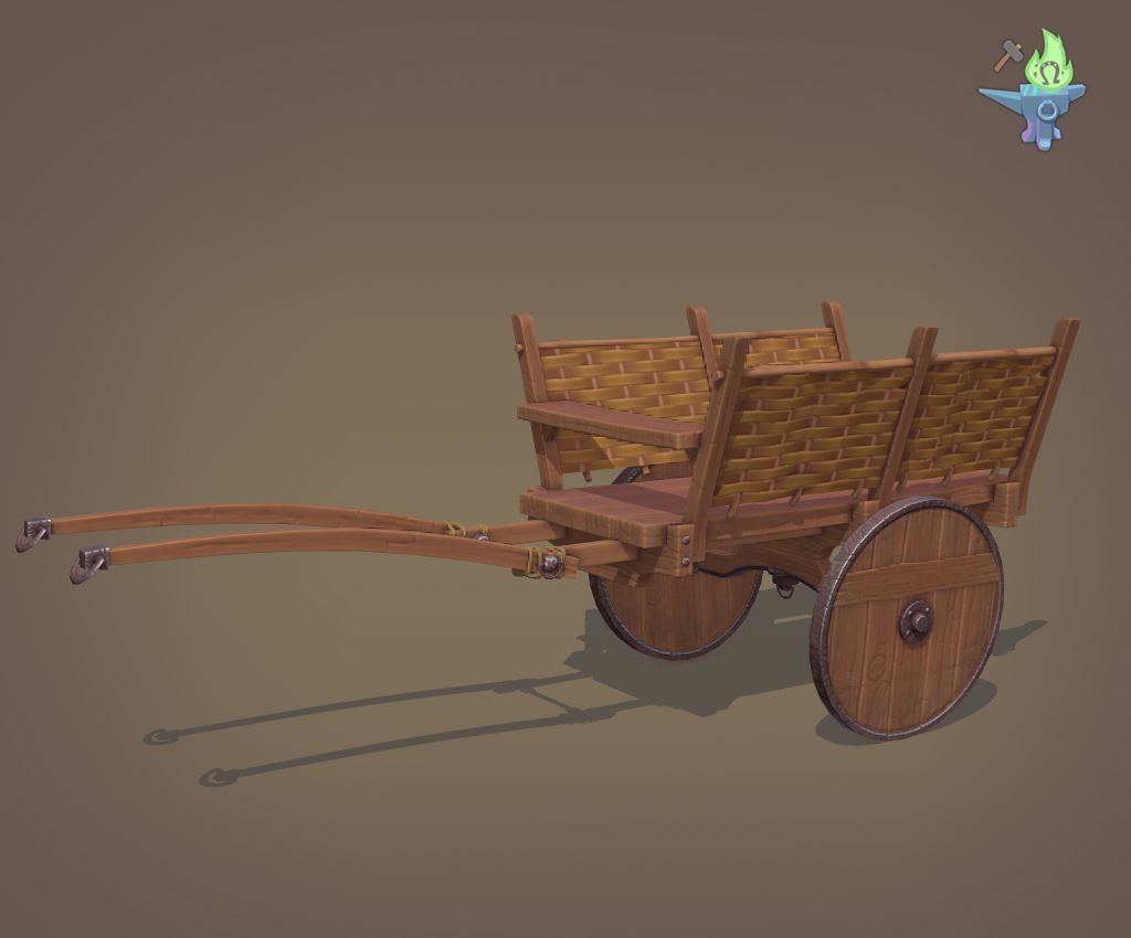 Medieval Carriage Low-poly 3D model_14