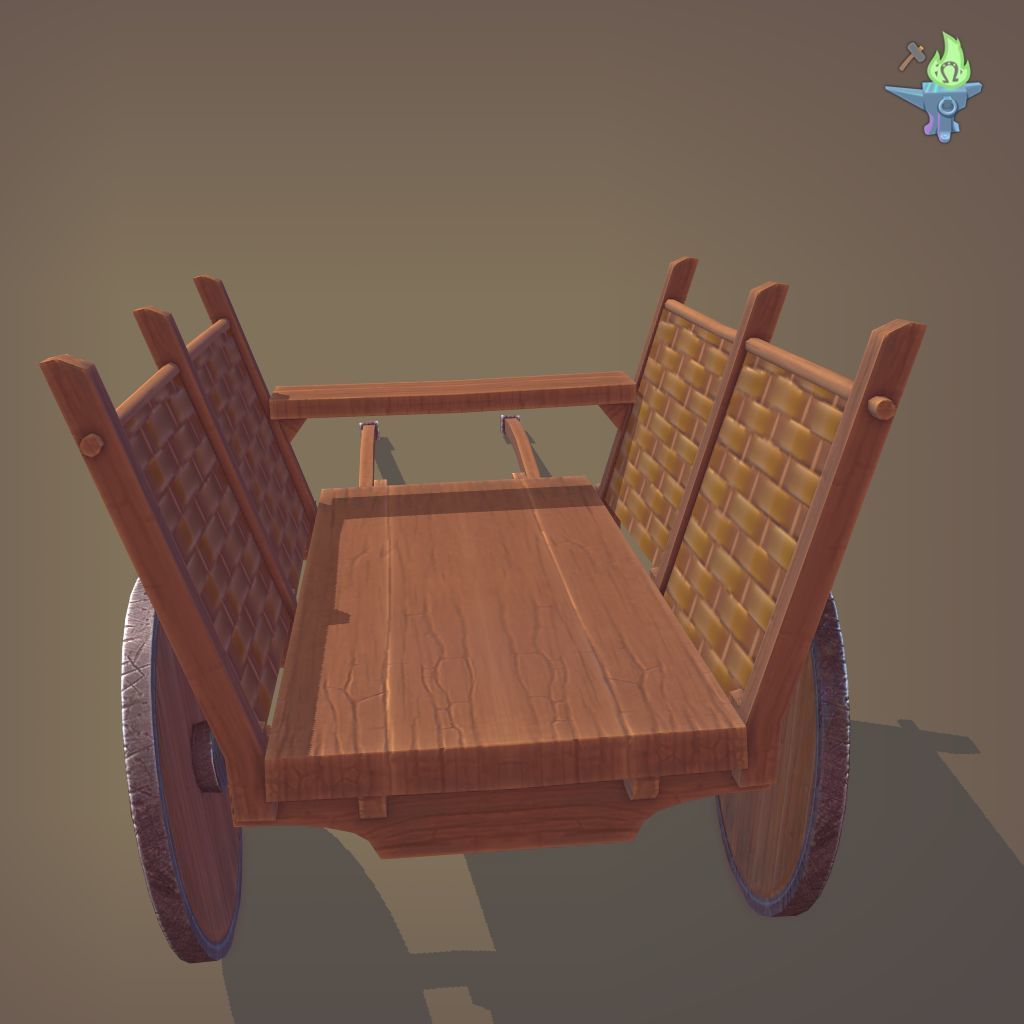 Medieval Carriage Low-poly 3D model_7
