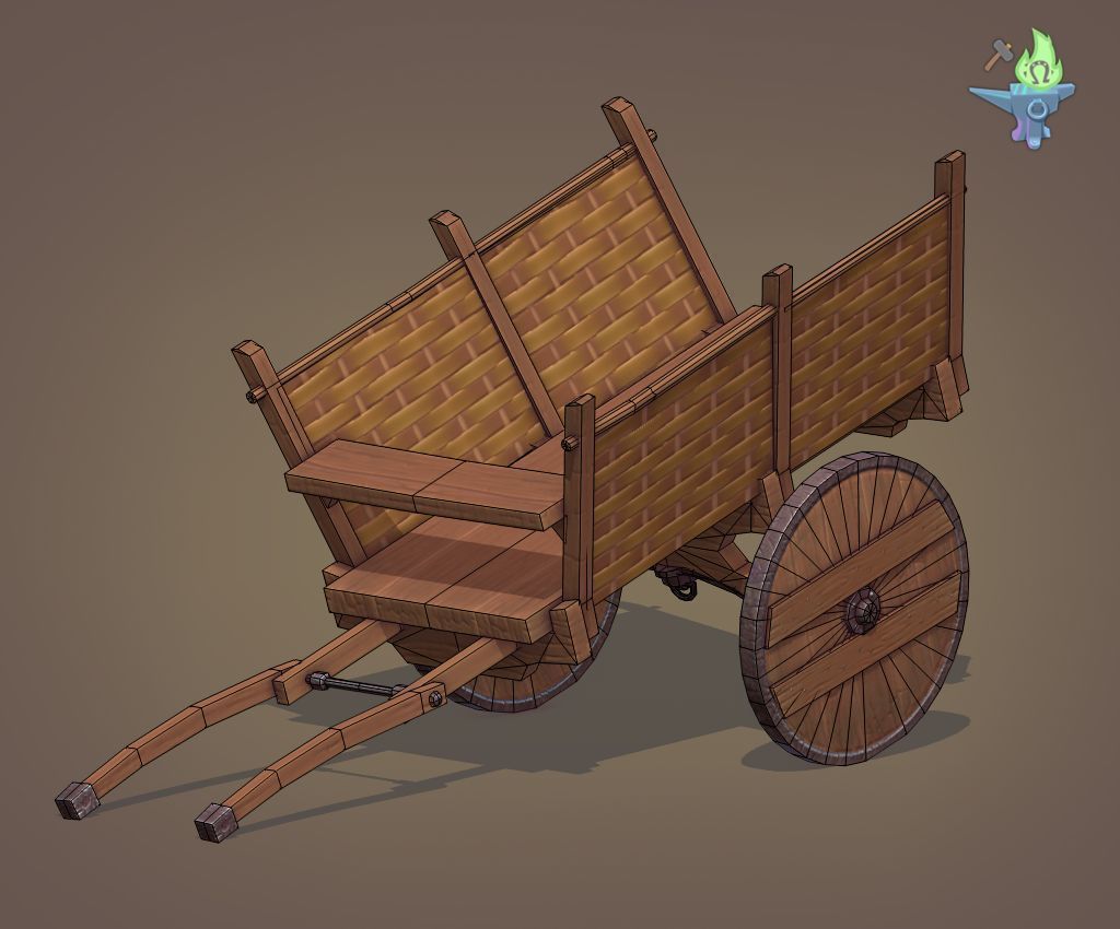 Medieval Carriage Low-poly 3D model_1